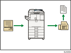 Illustration of paperless fax transmission