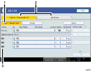 Operation panel screen illustration numbered callout illustration