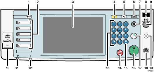 Control panel illustration numbered callout illustration