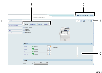 Web browser screen illustration numbered callout illustration