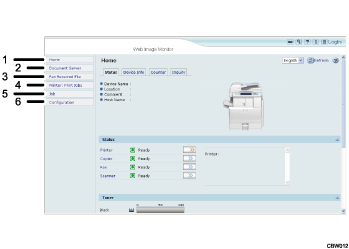 Web browser screen illustration numbered callout illustration