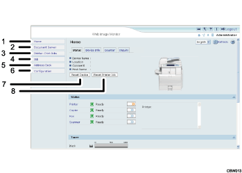 Web browser screen illustration numbered callout illustration