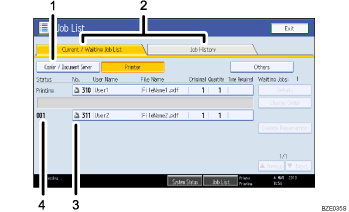 Operation panel screen illustration numbered callout illustration