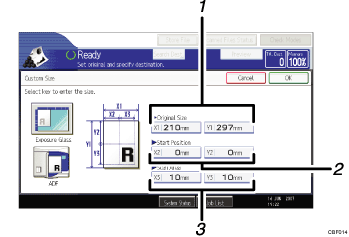 Operation panel screen illustration numbered callout illustration