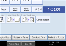 Illustration af betjeningspanelets skærm