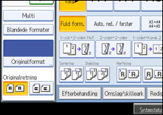 Illustration af betjeningspanelets skærm