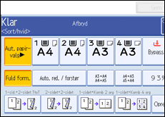 Illustration af betjeningspanelets skærm