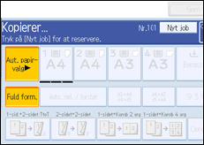 Illustration af betjeningspanelets skærm