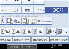 Illustration af betjeningspanelets skærm