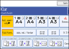 Illustration af betjeningspanelets skærm