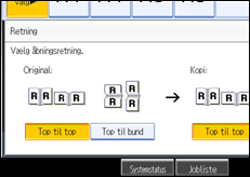 Illustration af betjeningspanelets skærm