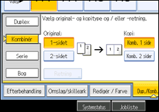 Illustration af betjeningspanelets skærm