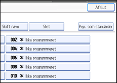 Illustration af betjeningspanelets skærm