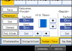 Illustration af betjeningspanelets skærm