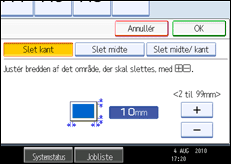 Illustration af betjeningspanelets skærm