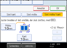 Illustration af betjeningspanelets skærm