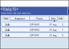 Illustration af betjeningspanelets skærm