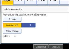 Illustration af betjeningspanelets skærm