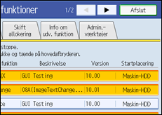 Illustration af skærm på betjeningspanel