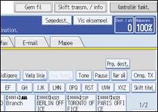Illustration af betjeningspanelets skærm