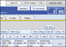 Illustration af betjeningspanelets skærm