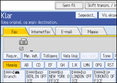 Illustration af betjeningspanelets skærm
