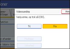 Illustration af betjeningspanelets skærm