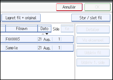 Illustration af betjeningspanelets skærm