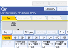 Illustration af betjeningspanelets skærm