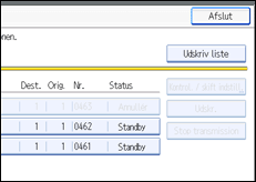 Illustration af betjeningspanelets skærm
