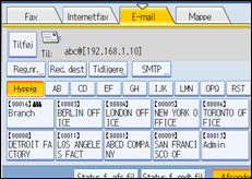 Illustration af betjeningspanelets skærm