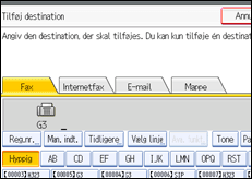 Illustration af betjeningspanelets skærm