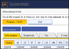 Illustration af betjeningspanelets skærm