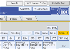 Illustration af betjeningspanelets skærm