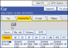 Illustration af betjeningspanelets skærm