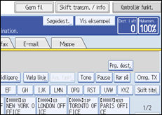 Illustration af betjeningspanelets skærm