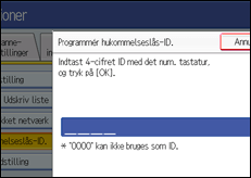 Illustration af betjeningspanelets skærm