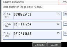 Illustration af betjeningspanelets skærm