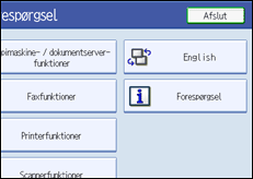Illustration af betjeningspanelets skærm