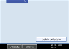 Illustration af betjeningspanelets skærm