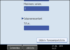 Illustration af betjeningspanelets skærm