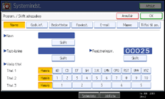 Illustration af betjeningspanelets skærm