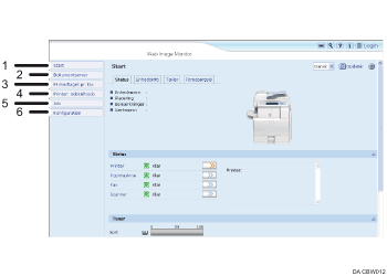 Nummereret illustration af webbrowserens skærm