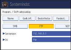 Illustration af betjeningspanelets skærm