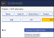 Illustration af betjeningspanelets skærm