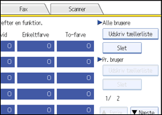 Illustration af betjeningspanelets skærm
