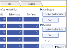 Illustration af betjeningspanelets skærm