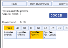 Illustration af betjeningspanelets skærm