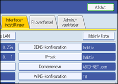 Illustration af betjeningspanelet