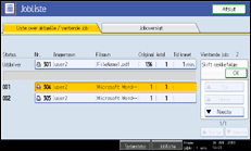 Illustration af betjeningspanelets skærm
